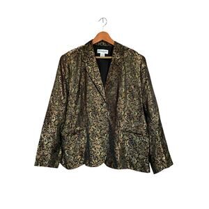 Drapers & Damons Metallic Paisley Women's Blazer 22W Academia Glam Office